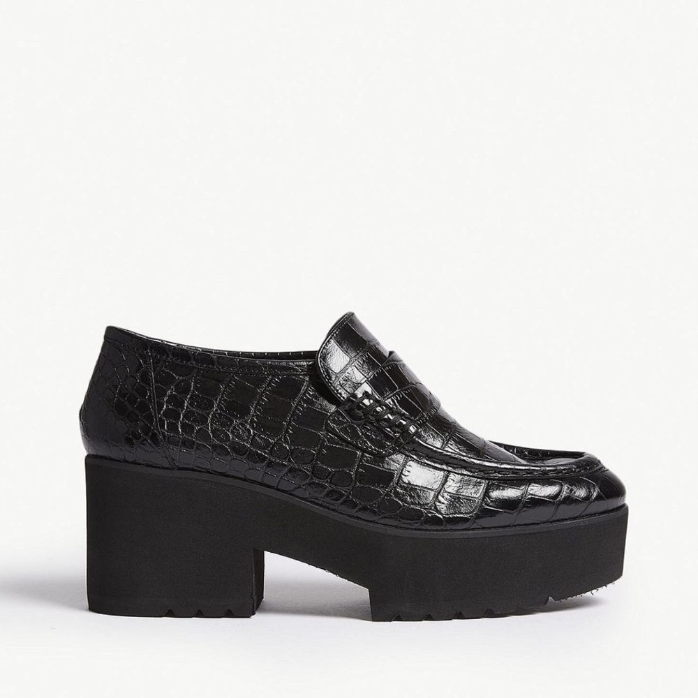 Maje women’s black embossed platform loafers 36